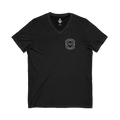 A black unisex womens v-neck shirt with the Northern Arizona Convention of Narcotics Anonymous (NACONA) 5 logo on the front 