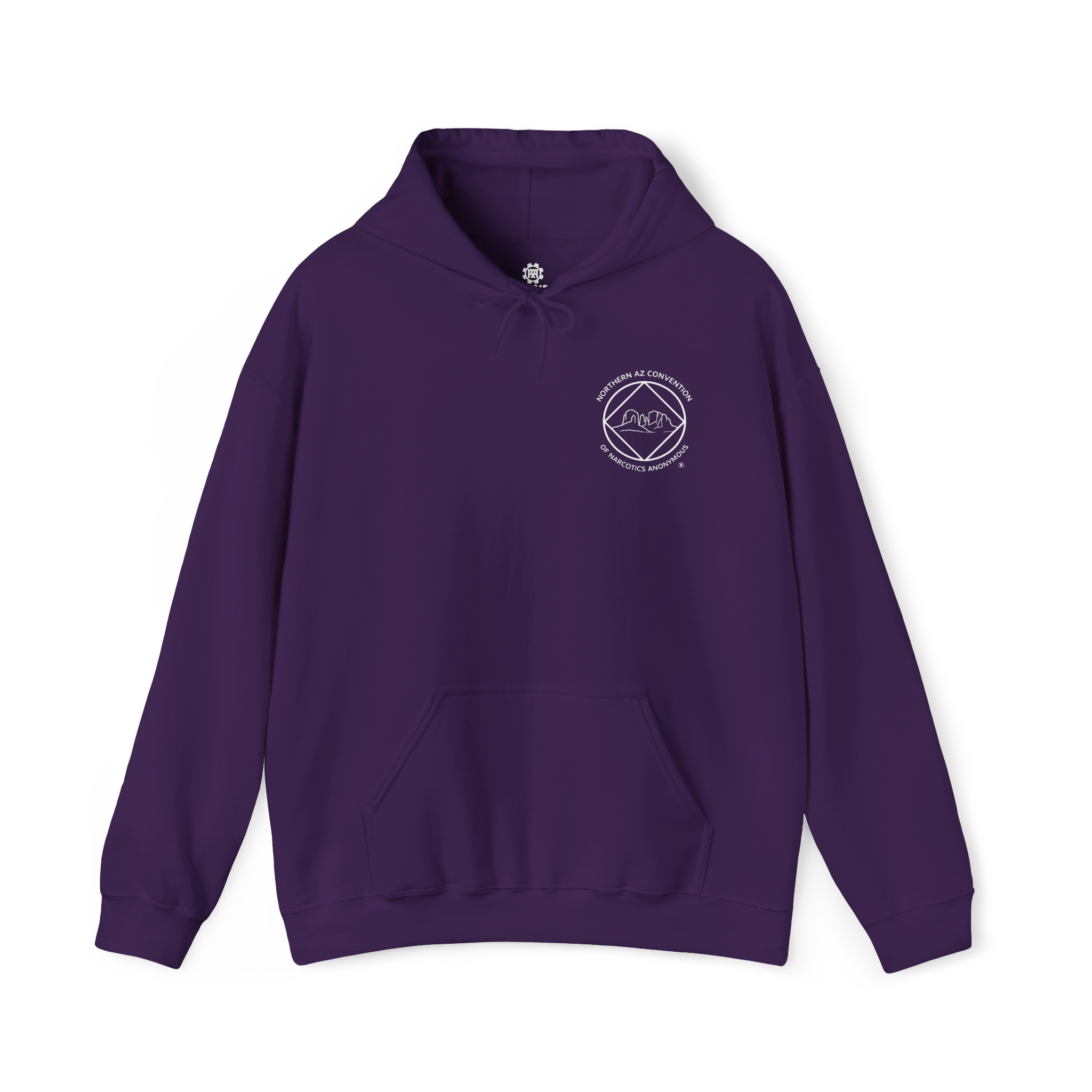 A purple hoodie with the Northern Arizona Convention of Narcotics Anonymous (NACONA) 5 logo on the front 