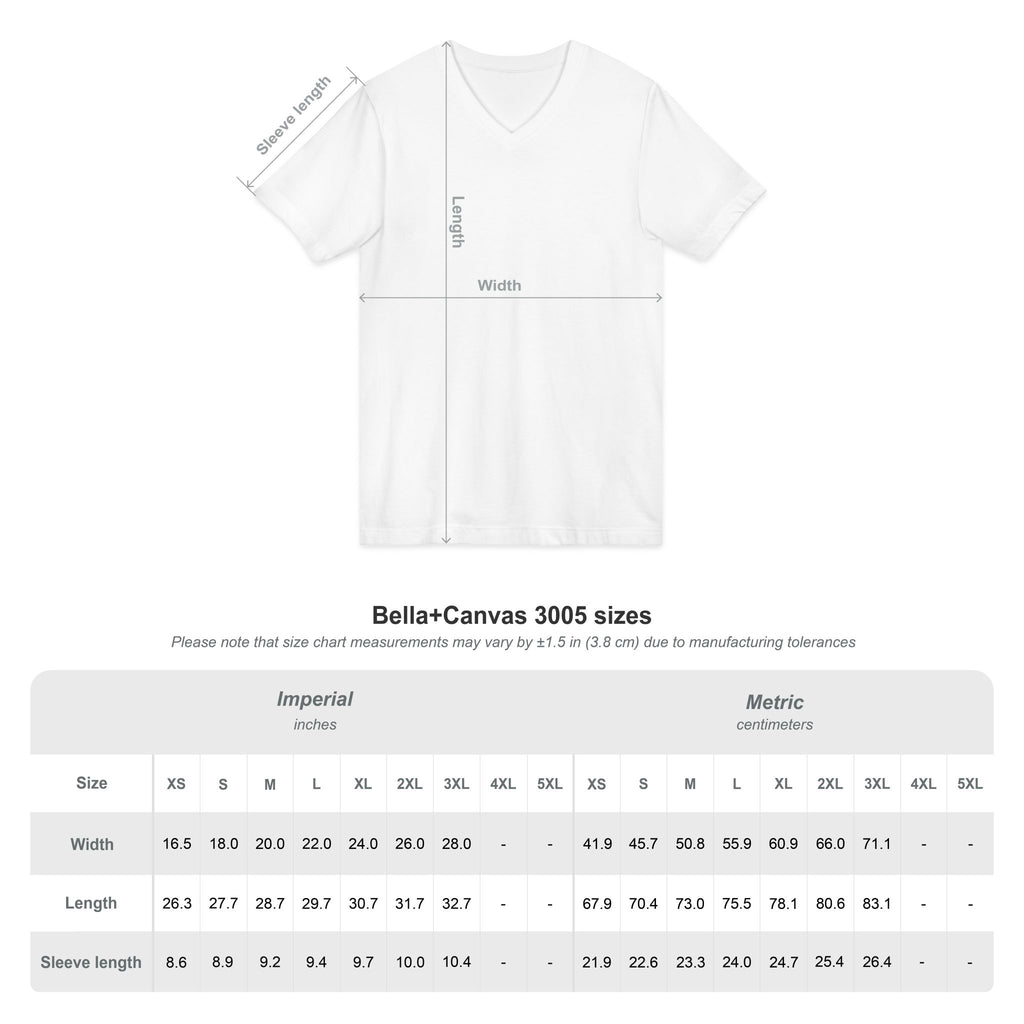 Size Chart for Bella Canvas 3005 womens vnecks for Northern Arizona Convention of Narcotics Anonymous NACONA 5